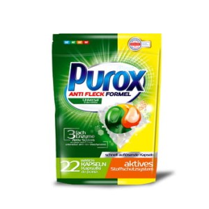 Purox anit fleck formel universal color+white 22 dwukomorowe kapsułki do prania