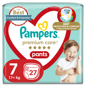 Pampers premium care pants pieluchomajtki rozmiar 7 17+ kg, 27 szt.