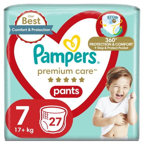 Pampers premium care pants pieluchomajtki rozmiar 7 17+ kg, 27 szt.