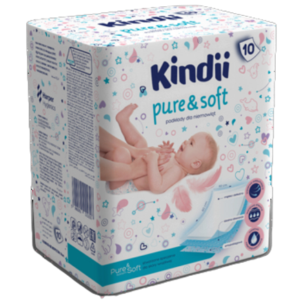 Kindii pure&soft podkłady dla niemowląt 10 szt. Kindii pure&amp;soft podkłady dla niemowląt 10 szt.