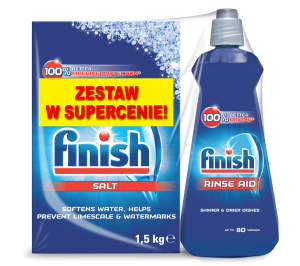 Finish zestaw płyn nabłyszczający 400 ml + sól 1,5 kg