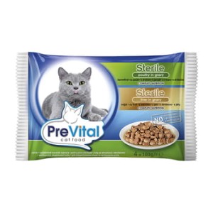 Pełnoporcjowa karma dla kotów prevital sterile 4 x 100 g 2x drób i 2x wątróbka w sosie