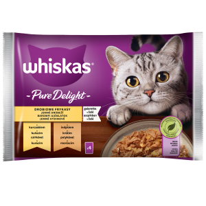Whiskas pure delight drobiowe frykasy galaretka z kurczakiem i z indykiem 340 g (4x85 g)