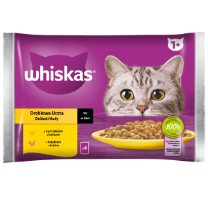 Whiskas drobiowa uczta 1+ sos z kurczakiem i z indykiem 340 g (4x85 g)