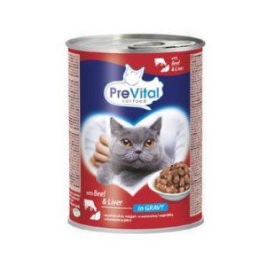 Prevital karma dla dorosłych kotów 415 g z wołowiną i wątróbką w sosie