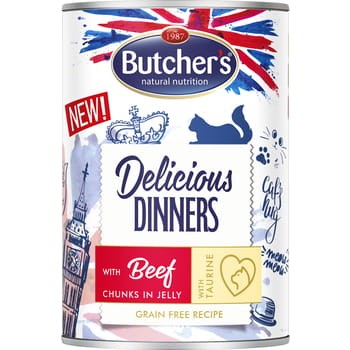 Delicious dinners, karma dla kota, kawałki z wołowiną w galaretce, 400 g d69811e952dac3af48d8bbe3c8fc54c5