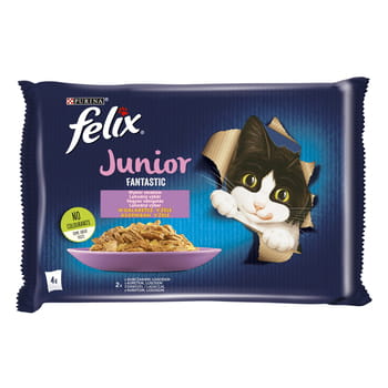 Felix fantastic mp junior kurczak, łosoś 4x85 g = 340 g bd772843cd27fc42531dd562165affb4