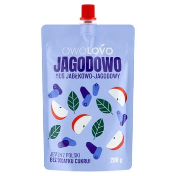 Owolovo jagodowo mus jabłkowo-jagodowy 200 g 78f723b30da463a18f777756dedd7924