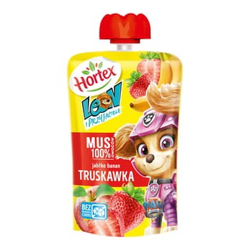 Hortex leon i przyjaciele przekąska mus 1 owoców jabłko, banan, truskawka saszetka 100 g cbde673ff32f56cb3c31fc14a74d9cfa