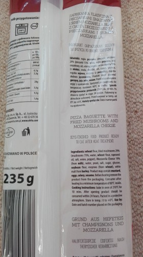 Zapiekanka klasyczna z pieczarkami smażonymi i serem mozzarella 235g Virtu