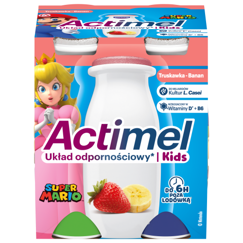 Actimel kids o smaku truskawkowo-bananowym 4x100 g Actimel kids o smaku truskawkowo-bananowym 4x100g