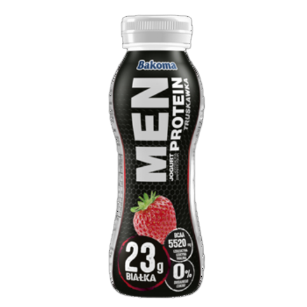 Men jogurt pitny truskawkowy wysokobiałkowy 230 g Men jogurt pitny truskawkowy wysokobiałkowy 230g