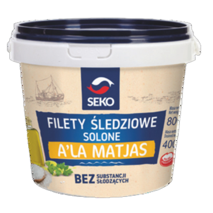 Filety śledziowe solone a'la matjas seko 400/800g Filety śledziowe solone a'la matjas seko 400/800g