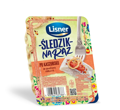 Śledzik na raz po kaszubsku ze smażoną cebulką lisner 100g