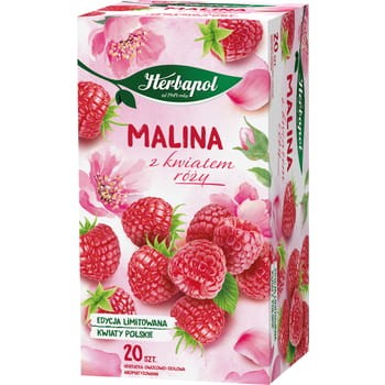Herbapol herbatka owocowa malina z kwiatem róży (20 torebek x 2,3 g) 46 g cc933af89fa756d1249bd40af074e277