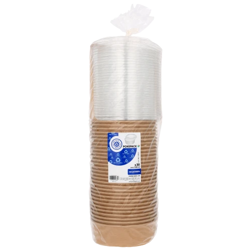 Guillin polska pokepack miski papierowe kraft 1130 ml wraz z przykrywkami pet | 30 szt.
