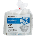 Pucharki zamykane okrągłe 750 ml pet - 50 szt.