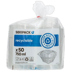 Pucharki zamykane okrągłe 750 ml pet - 50 szt.