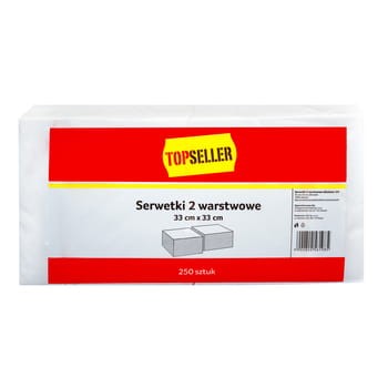 Topseller serwetki 2 warstwowe, białe, 33x33 cm, 250 sztuk 46224443c149a4cdb3e8cee2c1382383