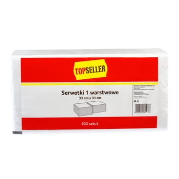 Topseller serwetki 1 warstwowe, białe, 33x33 cm, 500 sztuk 252dfa5598ee31d29c47e6b5521c6df4