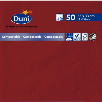 Duni serwetki 3 warstwowe 33x33 cm bordowy 50 szt. c9aa43c3529cfac11055c31fe5463f98