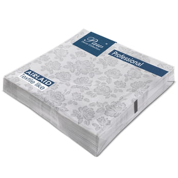Serwetka paw professional dinner subtle roses (silver), serwetki 1-warstwowe 40x40cm składane 45383 50 szt. w paczce. 906e5780033fee10f603b6b4030a2afa