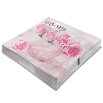 Serwetki tete a tete roses in a cup, serwetki tat 3-warstwowe 33x33cm składane 45383 20 szt. w paczce 55501406c0a1308b7a9b12d63832193d