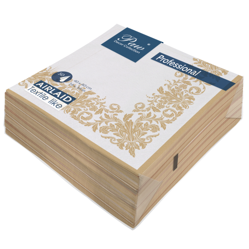 Serwetka paw professional dinner golden ornament, serwetki 1 warstowe 40x40cm składane 45383 50 szt w paczce. wykonane z airlaid