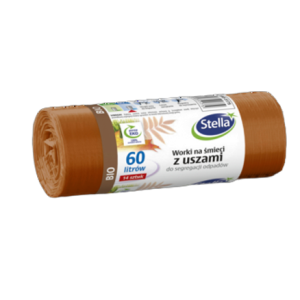 Stella worki na śmieci z uszami do segregacji odpadów bio 60 l 14szt brązowe