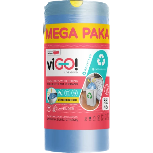 Vigo! eko worki ld z taśmą niebieskie lawenda 35 l 45szt.