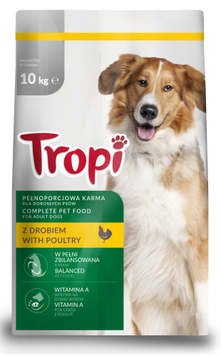 tropi karma sucha dla psów 10kg z drobiem