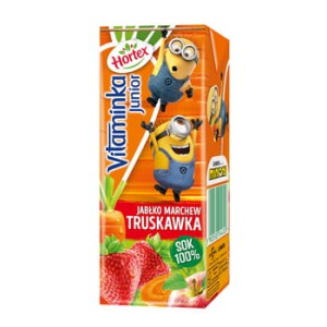 Hortex vitaminka junior jabłko, marchew, truskawka sok 100% karton 200 ml