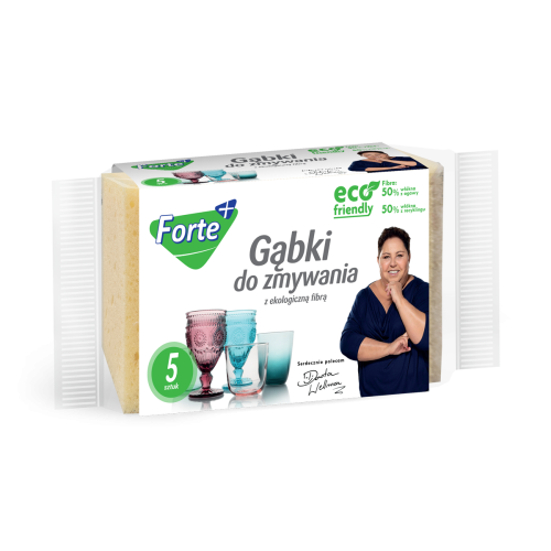 forte+ gąbki do zmywania z eko fibrą 5 szt.
