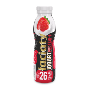 Jogurt łaciaty pitny truskawka protein plus butelka pet 360 g sm mlekpol