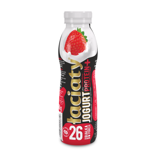 jogurt łaciaty pitny truskawka protein plus butelka pet 360g sm mlekpol