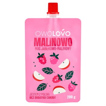 owolovo malinowo mus jabłkowo-malinowy 200 g 61d7843362f6f8224dfe490c45f64f47