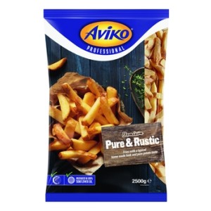 Aviko chrupiące frytki ze skórką o domowym wyglądzie-super crunch pure & rustic 2,5 kg