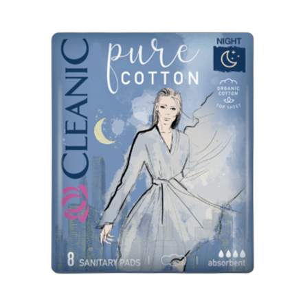 cleanic pure cotton podpaski na noc 8 szt. cleanic pure cotton podpaski na noc 8 szt.