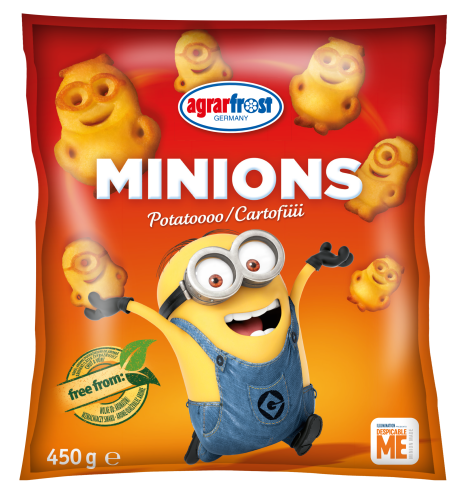 agrarfrost minionki, ciasto ziemniaczane formowane w figurki, wstępnie podsmażone, produkt głęboko mrożony, 450 g agrarfrost minionki, ciasto ziemniaczane formowane w figurki, wstępnie podsmażone, produkt głęboko mrożony, 450 g
