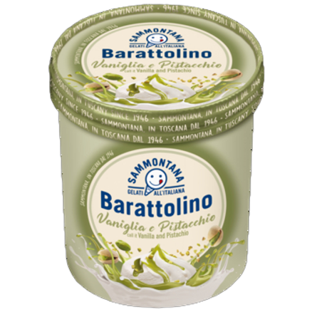 Barattolino Lody waniliowe z nadzieniem pistacjowym 500 g/800 ml Barattolino Lody waniliowe z nadzieniem pistacjowym 500g/800ml