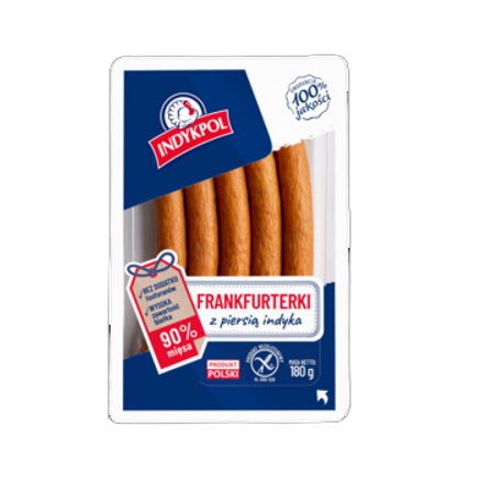 Frankfuterki z piersią indyka 180 g indykpol frankfuterki z piersią indyka 180g indykpol