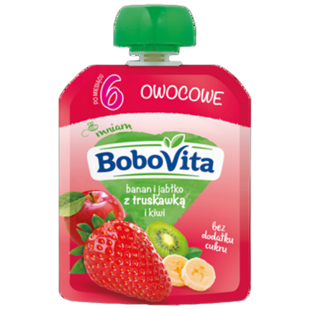 Bobovita banan jabłko truskawki i kiwi po 6 miesiącu 80 g bobovita banan jabłko truskawki i kiwi po 6 miesiącu 80g