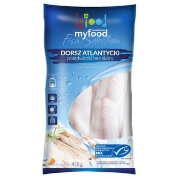 myfood dorsz atlantycki polędwiczki bez skóry, rozmiar: 140-180 g, glazura: 10%, 450 g/500 g 6bf35c9804dc00c912d9be87e1e36122