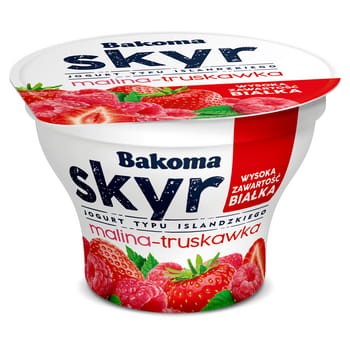 Bakoma skyr jogurt typu islandzkiego malina-truskawka 150 g 13ea01c1065dd3cac423307648d9d5df