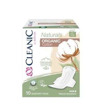 podpaski cleanic naturals organic cotton night 10 sztuk df216065b9dece1f4f5062addf3453cc
