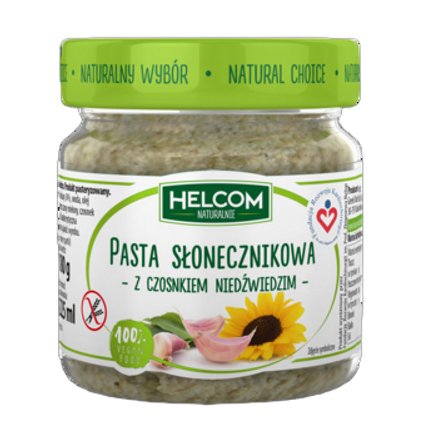 Pasta słonecznikowa z czosnkiem niedźwiedzim Helcom 180 g Pasta słonecznikowa z czosnkiem niedźwiedzim Helcom 180g