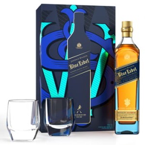 'Whisky Johnnie Walker Blue Label 40% 700 ml zestaw z 2 szklankami