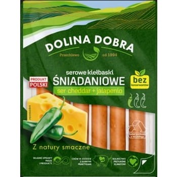 serowe kiełbaski śniadaniowe ser cheddar + jalapenio 250 g dolina dobra 5285a16be2356955919e0056d7eab412