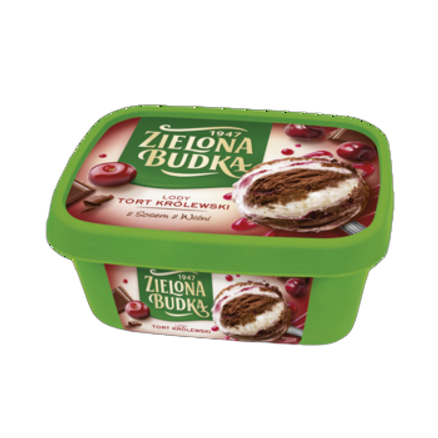 Zielona Budka Lody tort królewski z sosem z wiśni 1 l / 558 g Zielona Budka Lody tort królewski z sosem z wiśni 1000 ml/558 g