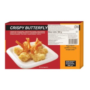 myfood krewetka biała (litopenaeus vannamei) 26-30 szt./lb panierowana butterfly, głęboko mrożona 500 g